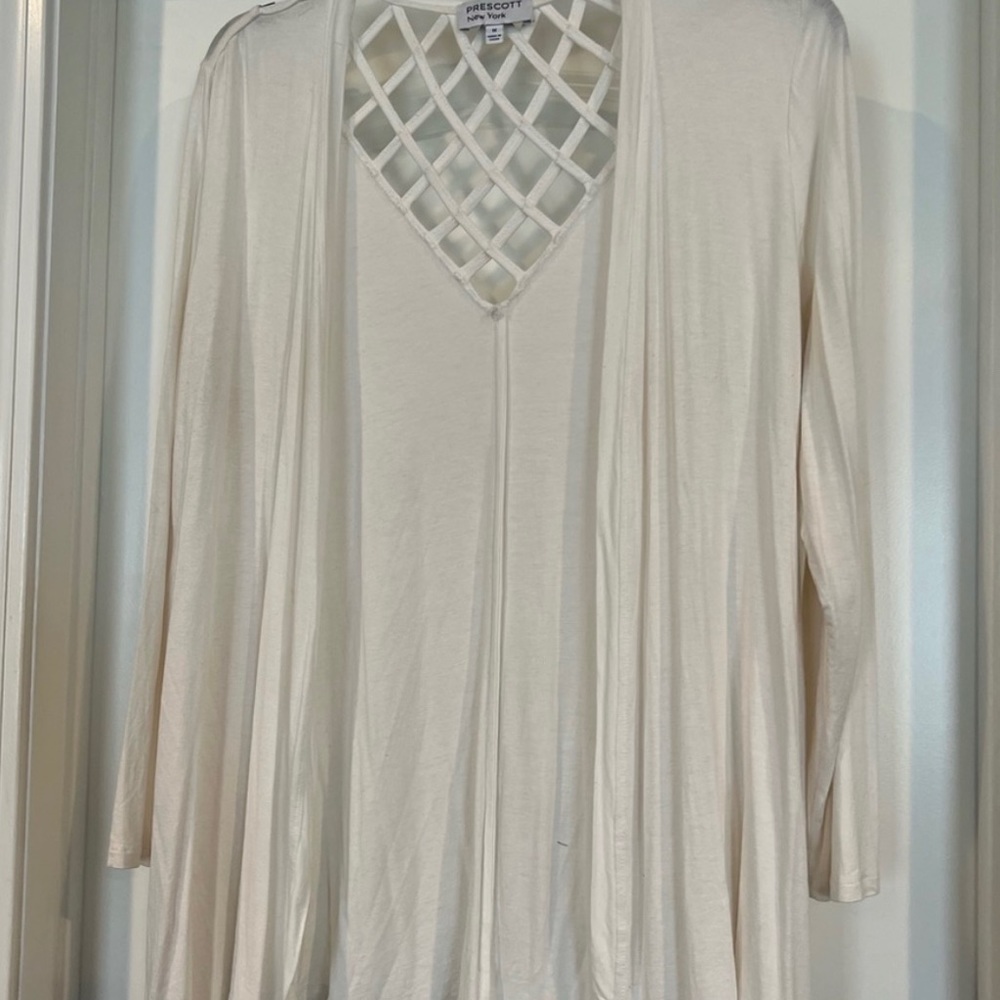 Stitch fix tunic cardigan with lattice detail on back size 1x